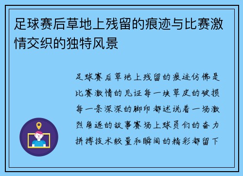 足球赛后草地上残留的痕迹与比赛激情交织的独特风景